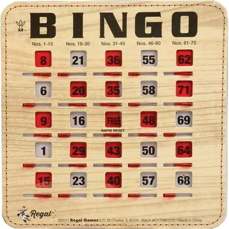 Regal Bingo Bulk Bingo Cards with Sliding Windows - Reusable Large Print Bingo Game Cards for Adults Large Group - 10 Pack, Woodgrain