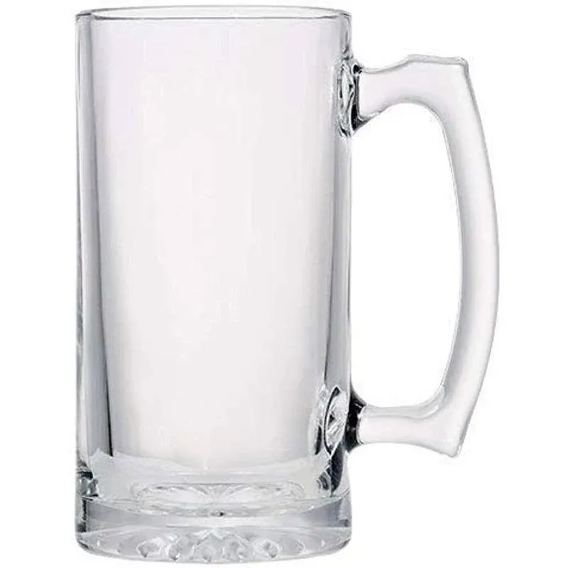 Large Glass Beer Mug for Freezer, 770 ml / 26 oz Mug Beer Glass Stein with Handle, Heavy Glass