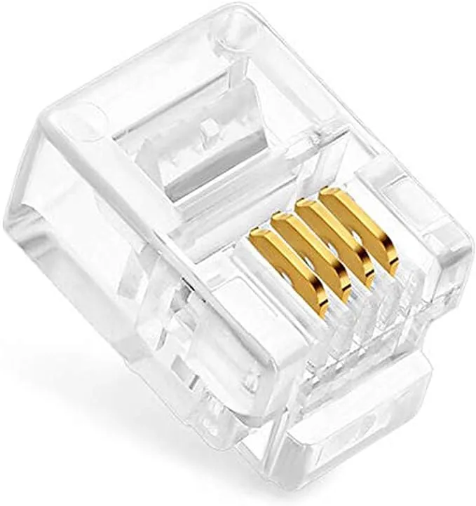 Uvital 100 Pack RJ11 6P4C Plug, Telephone Handset Flat Cord Cable Modular Plug Connector Phone Jack Adapter Crimp End Crimper Clear Plastic Transparent Color