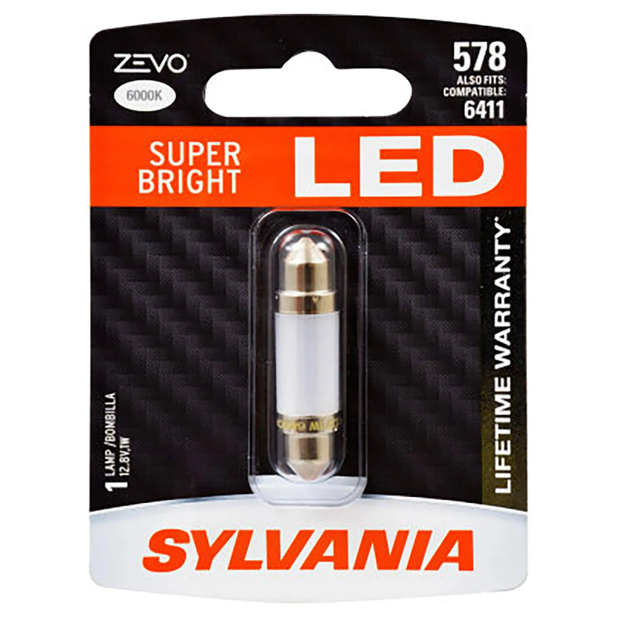 SYLVANIA - 578 41mm ZEVO LED Festoon White Bulb - Bright LED Bulb, Ideal for Interior Lighting - Map, Dome, Trunk, Cargo and License Plate (Contains 1 Bulb)