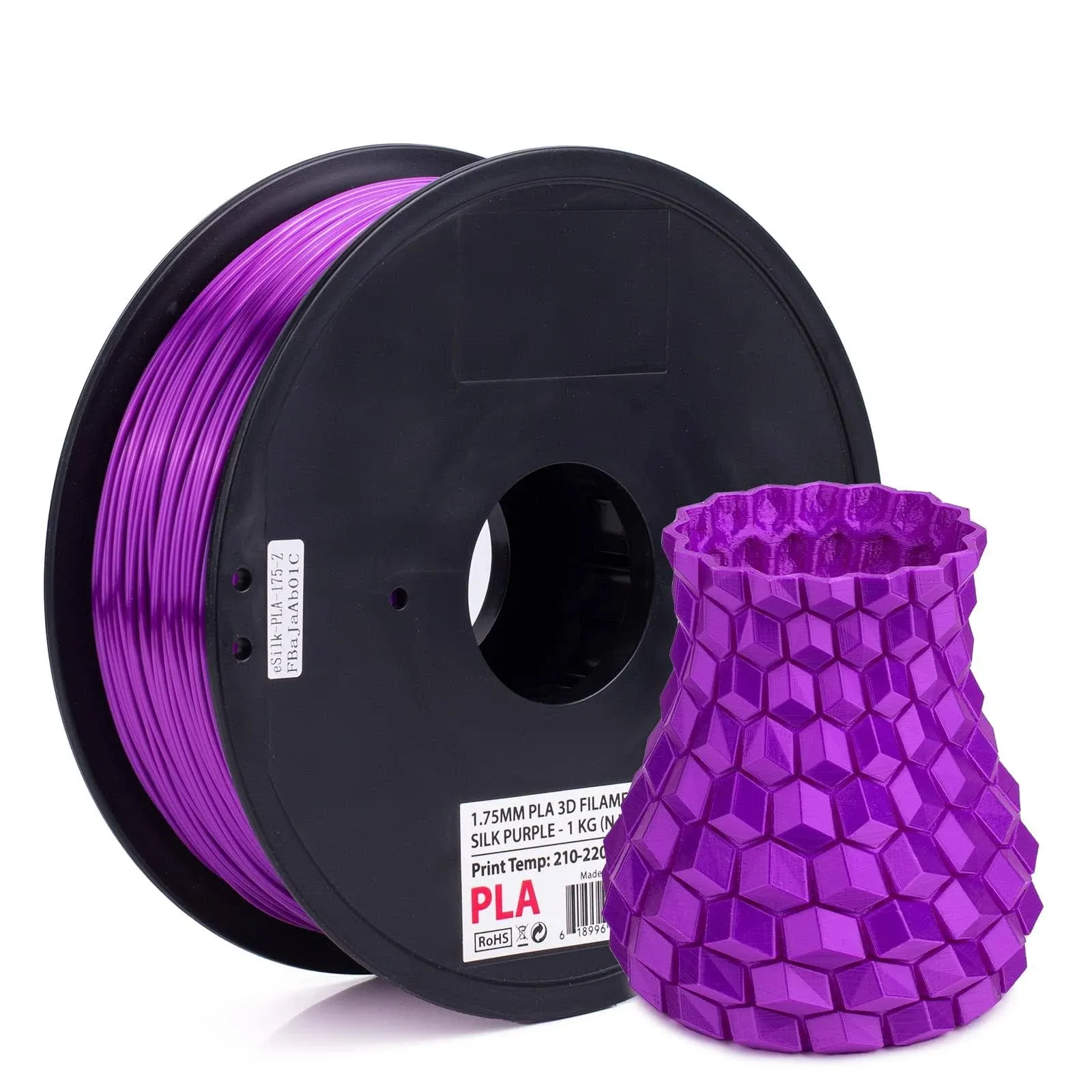 Inland 1.75mm Purple Silk PLA 3D Printer Filament - 1kg Spool (2.2 lbs)