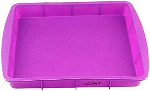 KUJOBUY Silicone Pan Rectangular Cake Bakeware Molding Bake Purple European-Grade Nonstick Demolding Brownie Chocolate Lasagna Meatloaf Pastry Banana Bread Oven Dishwasher Safe Homemade