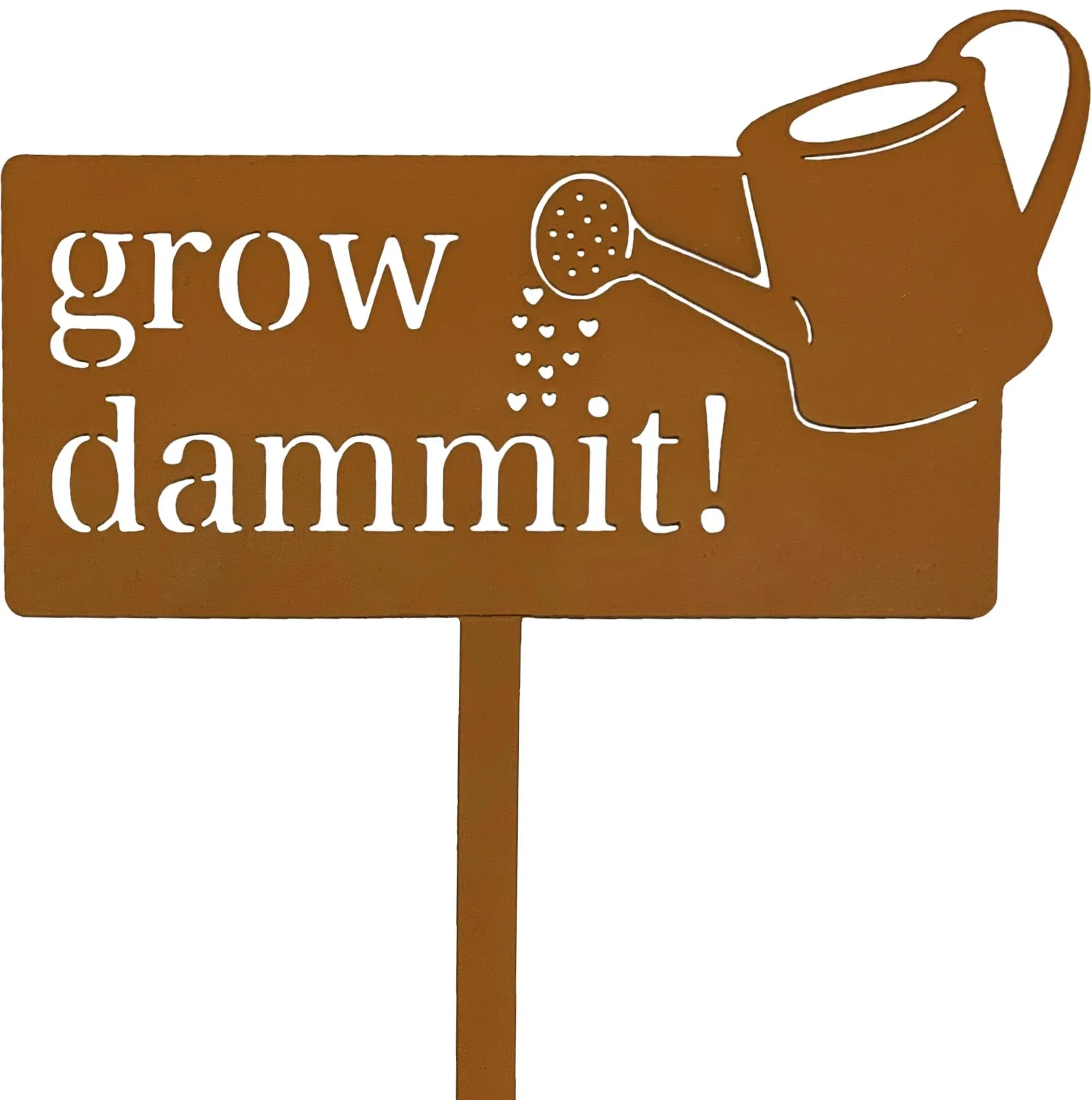 Rustic Garden Sign Grow Dammit 17 x 8.66 inch Rust Plug Weatherproof Garden D...