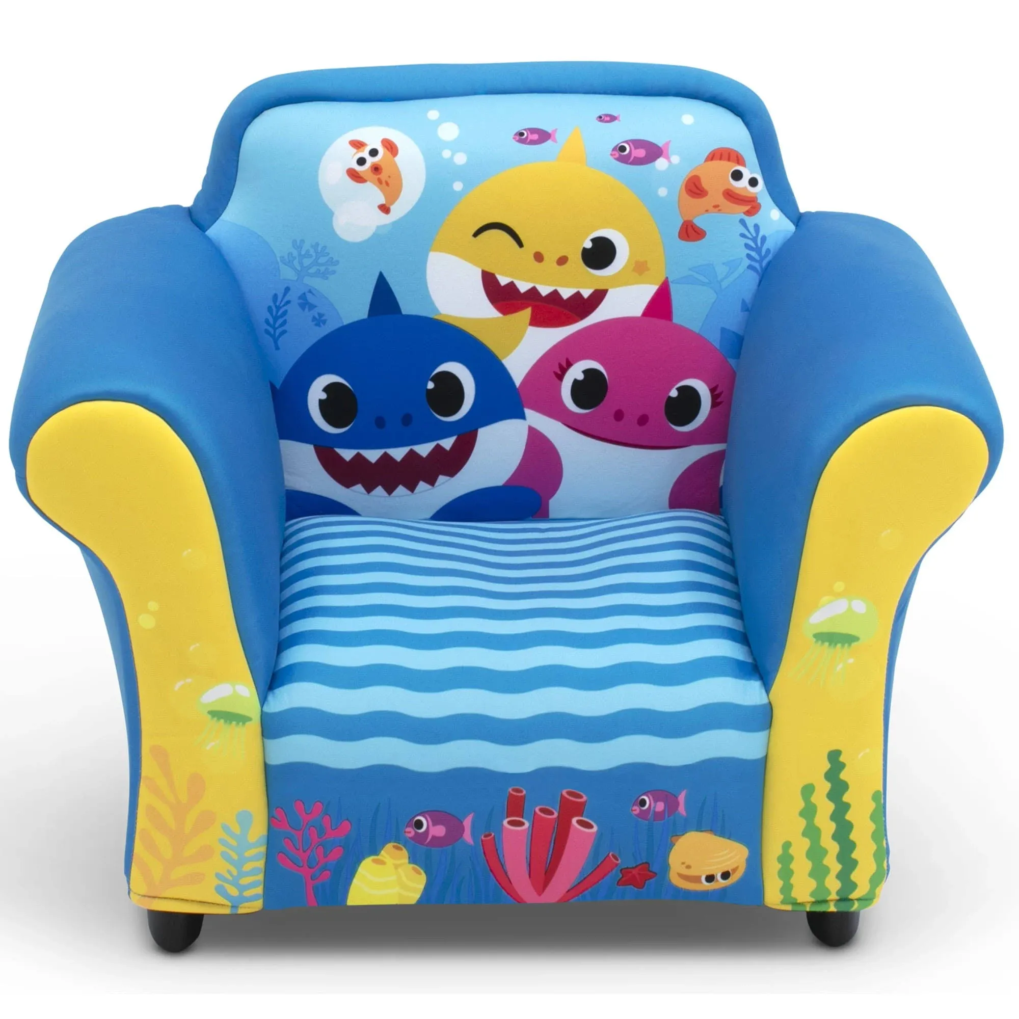 Upholstered Accent Chair with Sculpted Frame by Children, Blue