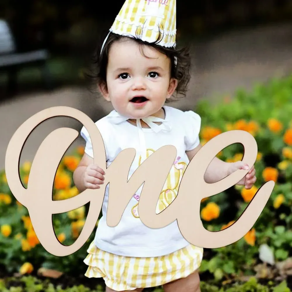 One Wooden Sign Cutout Letter for 1st Birthday Party,One Photo... 