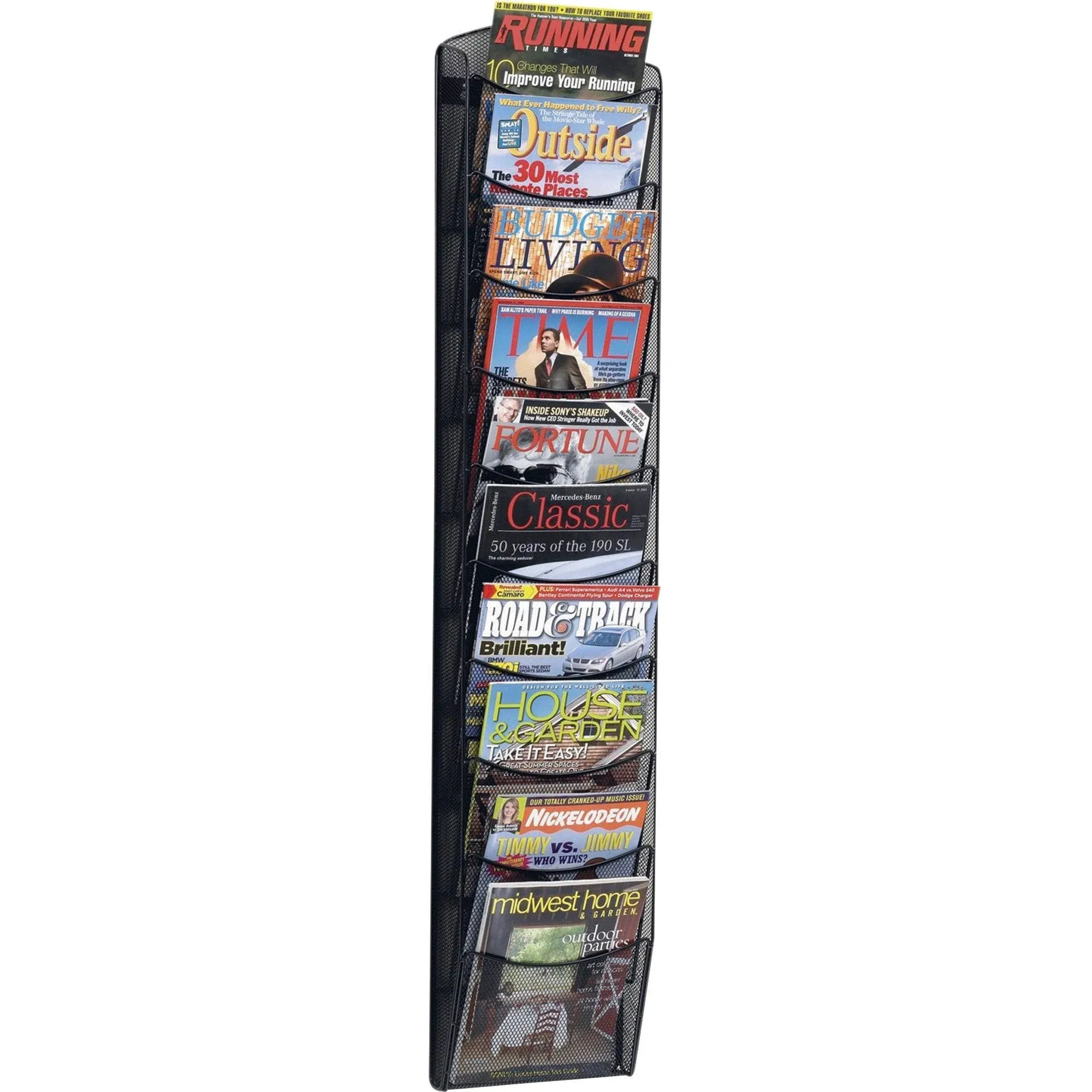 Safco 10-Pocket Onyx Mesh Literature Rack, Black