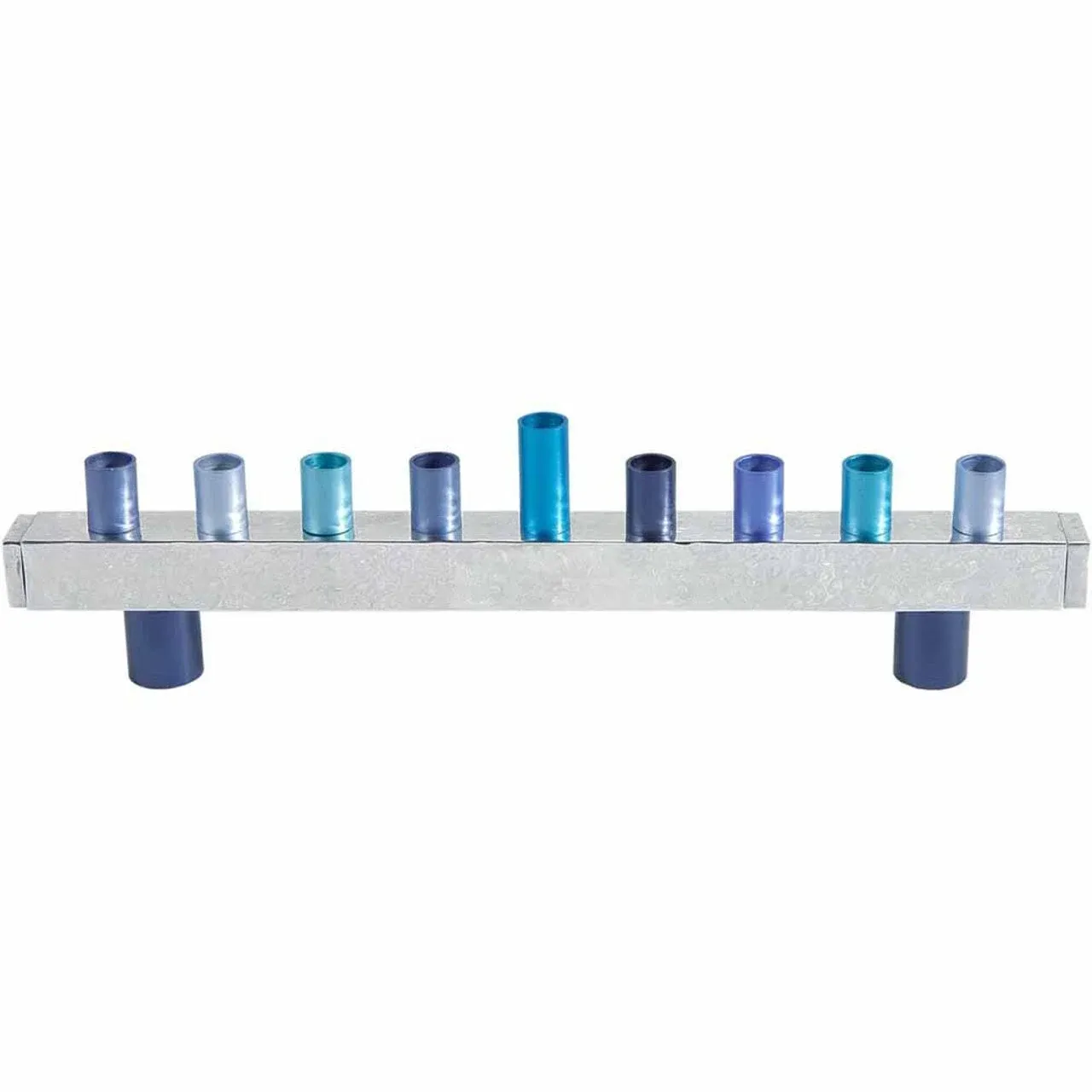 Yair Emanuel Blue Hammered Strip Menorah