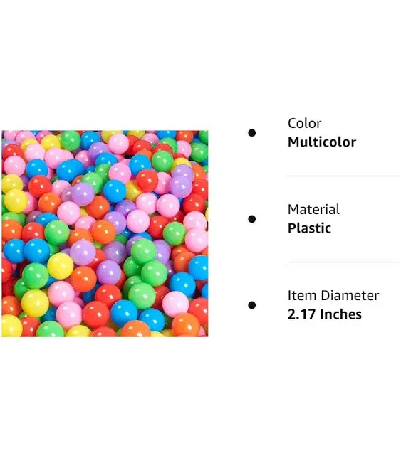 MODEREVE 100 Pack Balls for Ball Tent, BPA Free Colorful Plastic Balls Baby Play ...