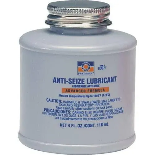 Permatex 80078 Anti-Seize Lubricant With Brush Top Bottle Prevents Galling, Corrosion, Seizing, Refined Blend Aluminum, Copper, And Graphite Lubricants For Spark Plugs 8 oz