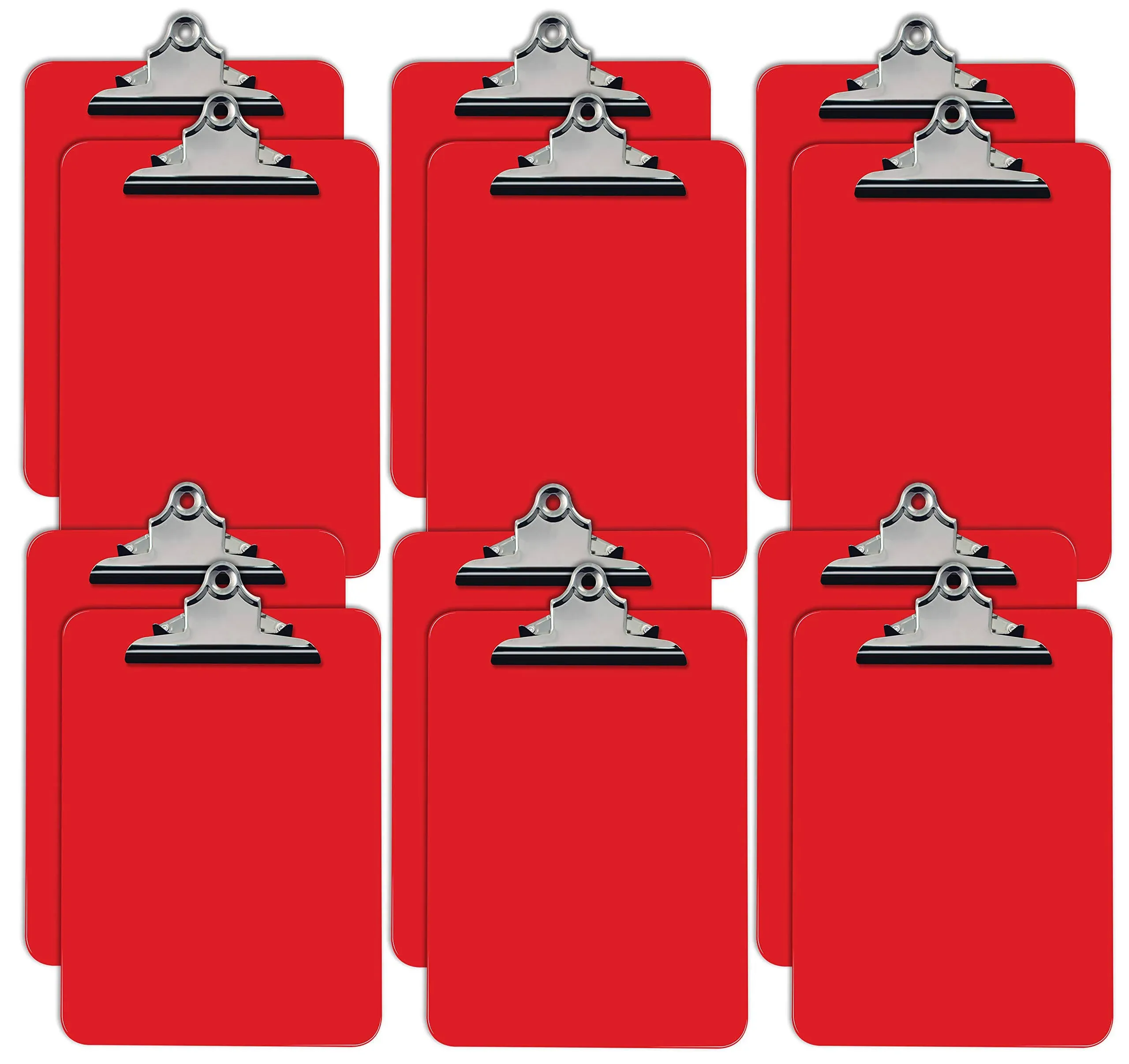 Better Office Products Red Plastic Clipboards, 12 Pack, Durable, 12.5 x 9 Inch, Standard Metal Clip, Red, Set of 12