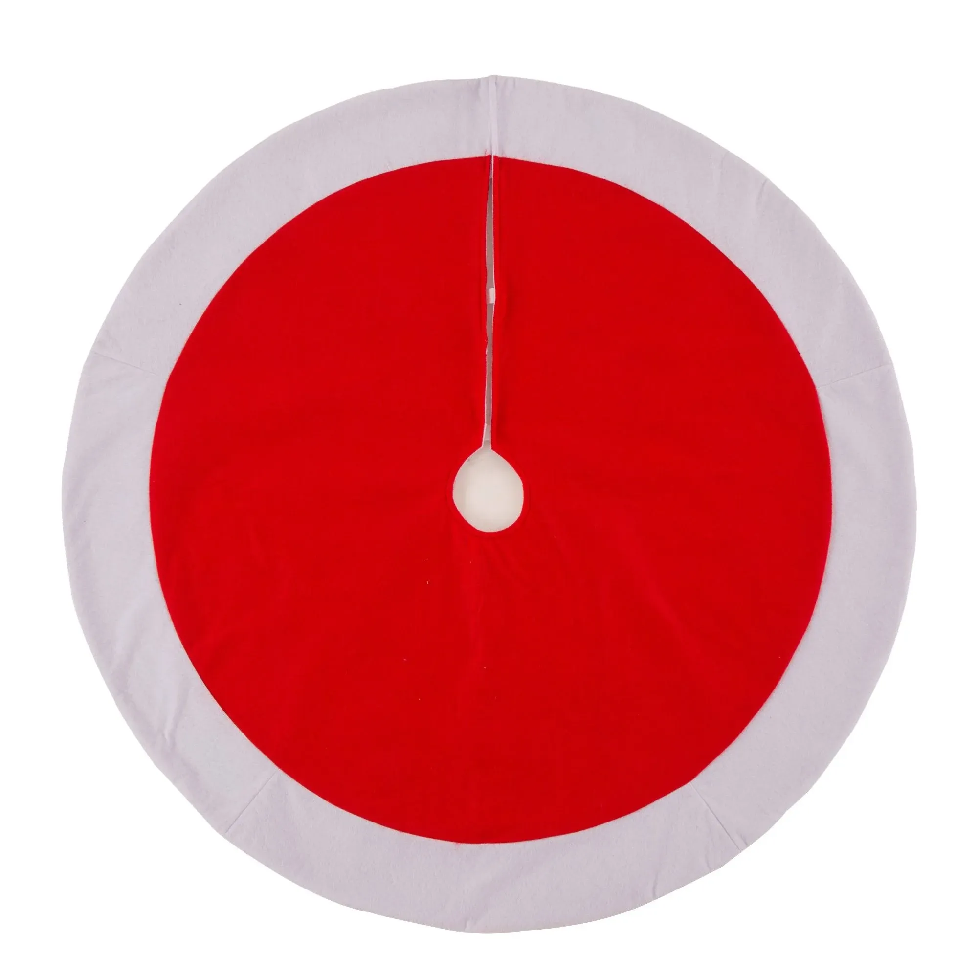 Glitzhome Christmas Tree Red &amp; White Felt Tree Skirt 48&#034; Diameter