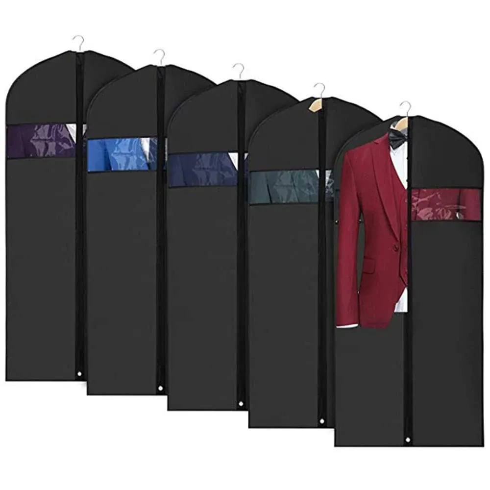 Transparent Window Garment Bags with Zipper Clothing 110cm Long with 5 Pack  | eBay