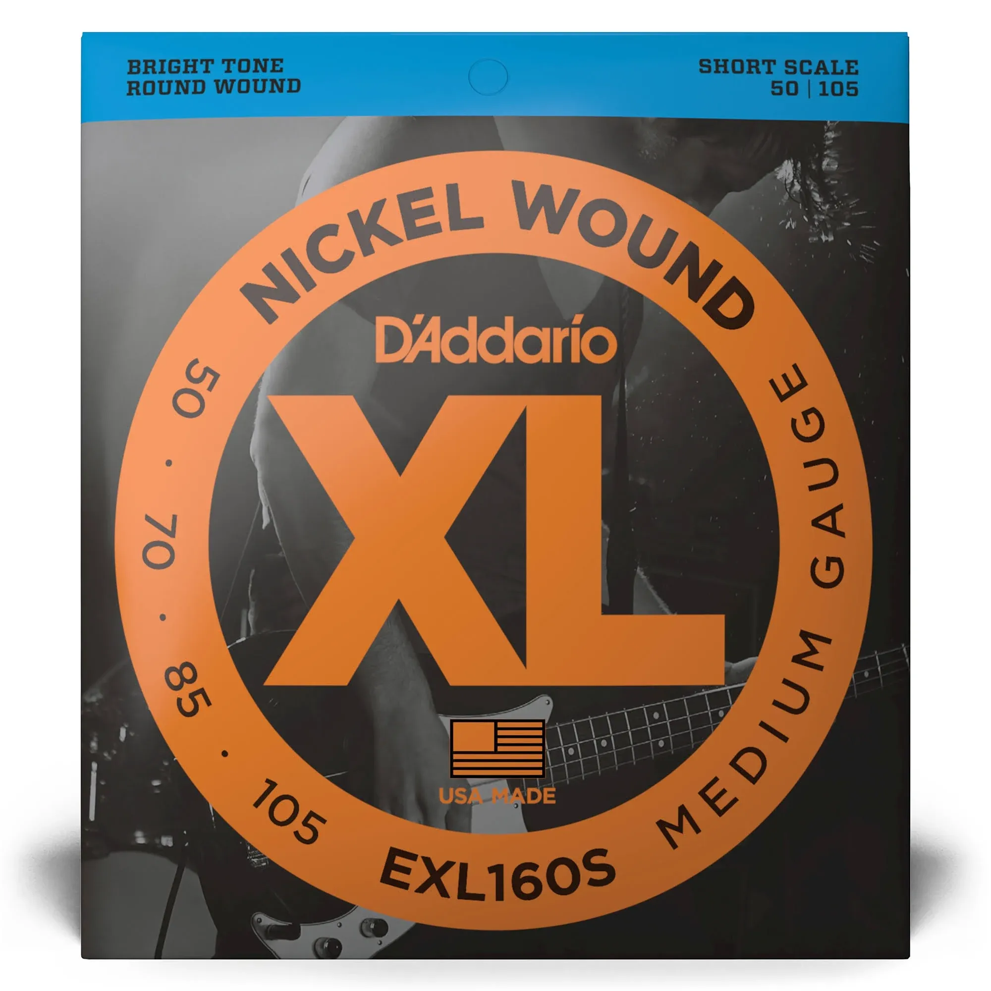 D'Addario EXL160S Nickel Wound Bass Strings, Medium 50-105, Short Scale