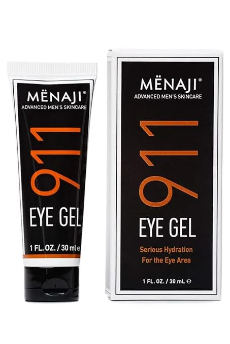 MËNAJI 911 Eye Gel - Under Eye Cream for Men - Eye Cream Anti Aging - Reduce Puffiness, Dark Circles, Eye Bags, Wrinkles - Mens Skin Care - Hydrating - Natural Treatment - 1 Fl Oz