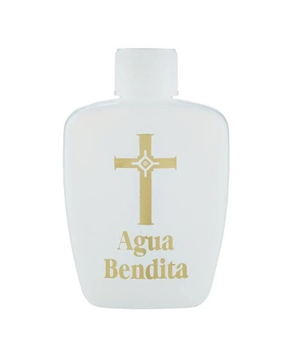 3 Pack Gold Cross Spanish Agua Bendita Holy Water Bottle with Cap, 2 oz