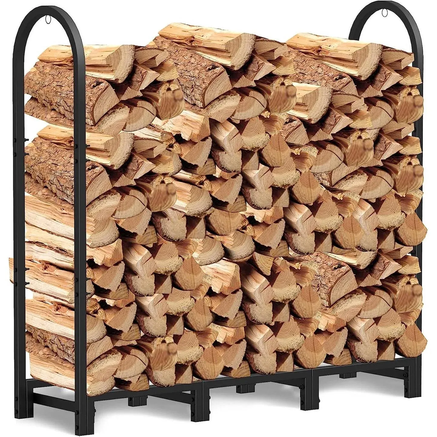 WaLensee Firewood Rack Holder, Wood Storage Outdoor Heavy Duty Steel Wood Rack for Firewood Log Stand Indoor