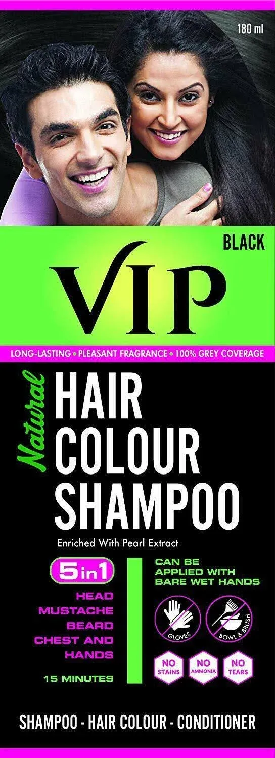 VIP Natural Hair Color Shampoo - 180 ml / Black