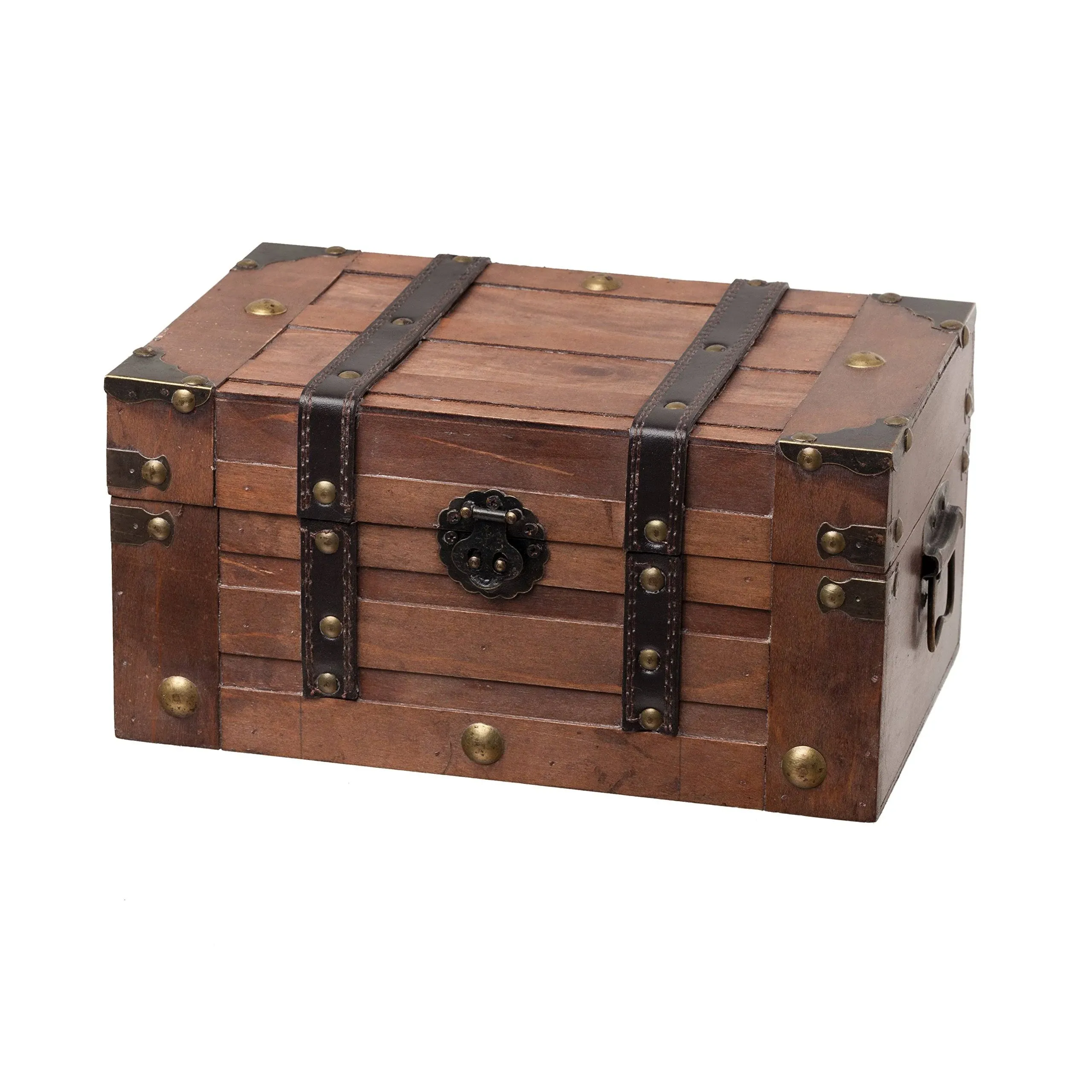 SLPR Alexander Wooden Trunk Chest with Straps | Decorative Treasure Stash Box