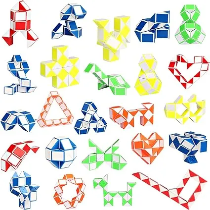 Ganowo 24 Pack Fidget Snake Cube, Mini Twist Puzzle Party Bag Fillers Bulk 