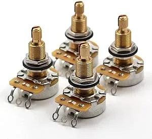 CTS 500k pot, 500k potentiometer guitar potentiometer for volume and tone, short Split Shaft Audio Taper Pots - Set of Four (4X) - 10% Tolerance - TAOT The Art Of Tone