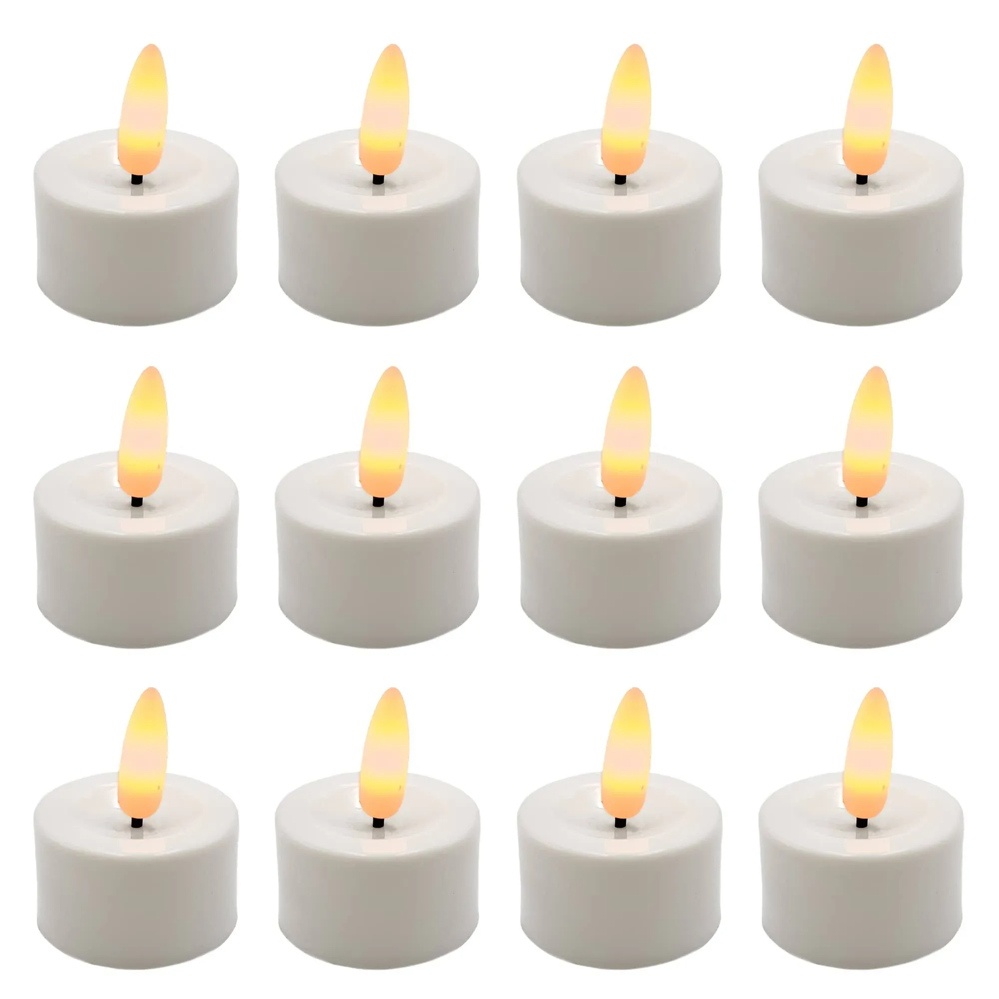 Battery Operated 3-D Wick Flame Tea Light 12-piece Set