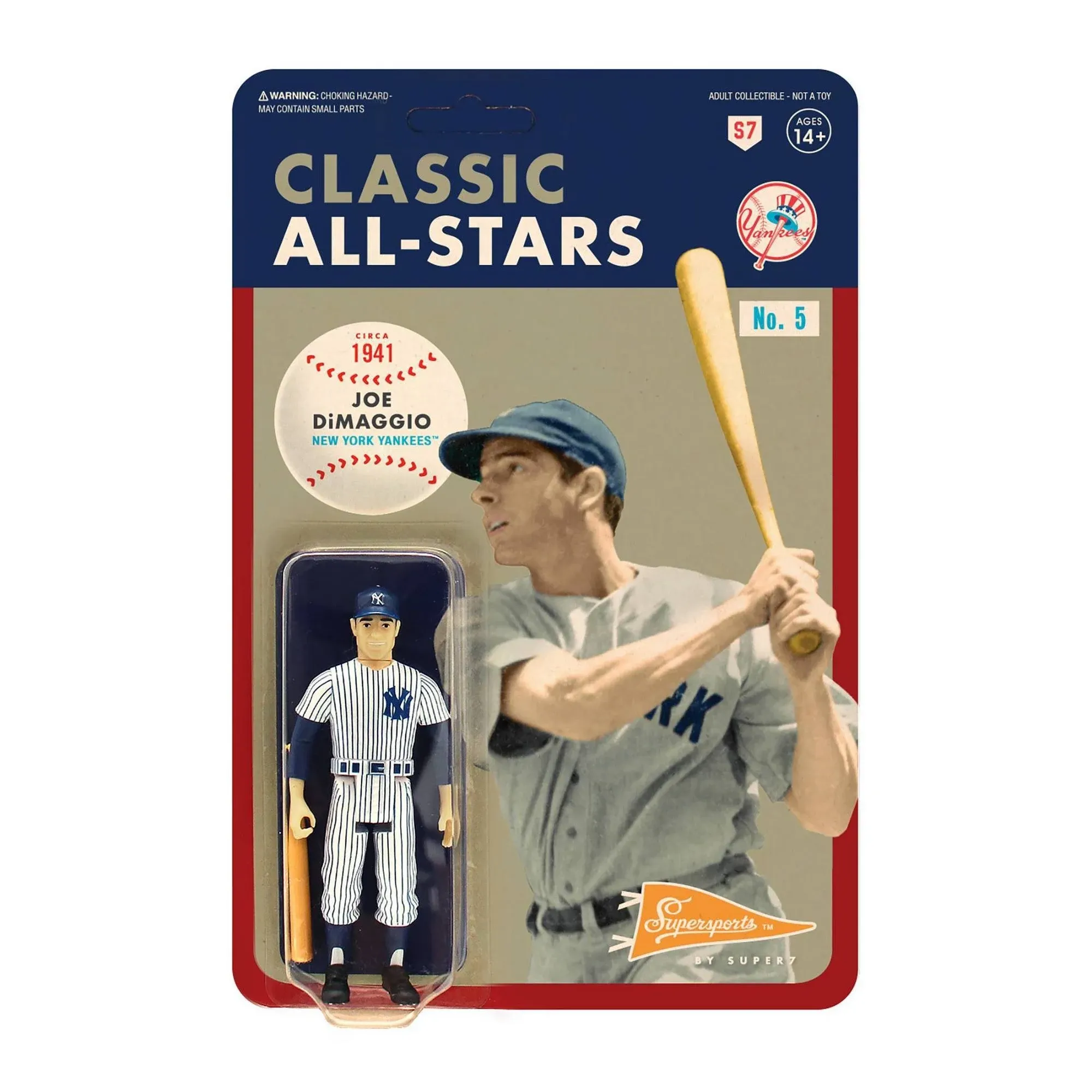 MLB Classic All-Stars ReAction Figures Joe DiMaggio (New York Yankees) MLB Reaction Figure by Super7