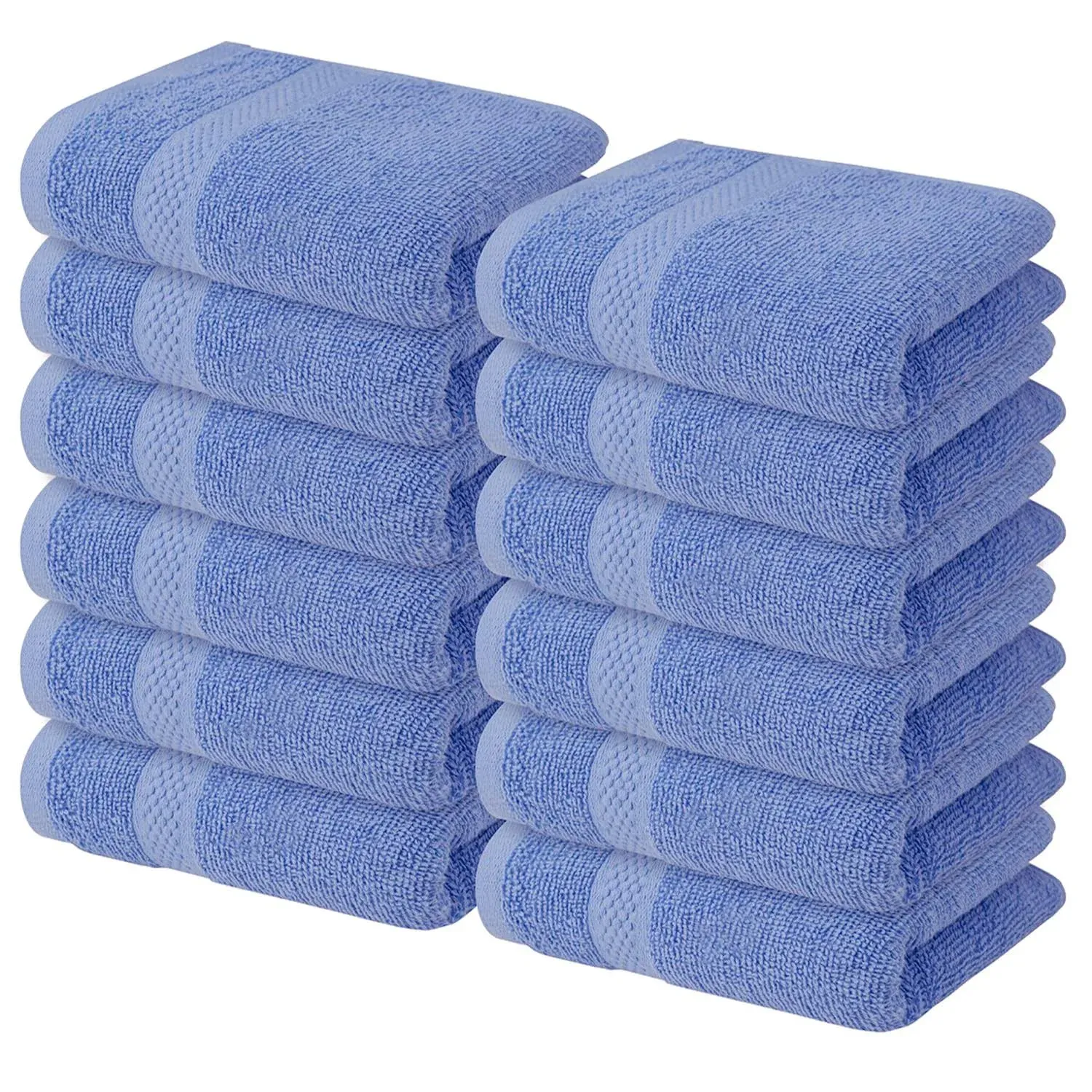 Infinitee Xclusives Premium Wash Cloths for Showering [13x13] – 100% Cotton Washcloths [Pack of 12], Soft and Absorbent Face Towels for Bathroom Wash Clothes, Gym, and Spa |Eloquent Blue|