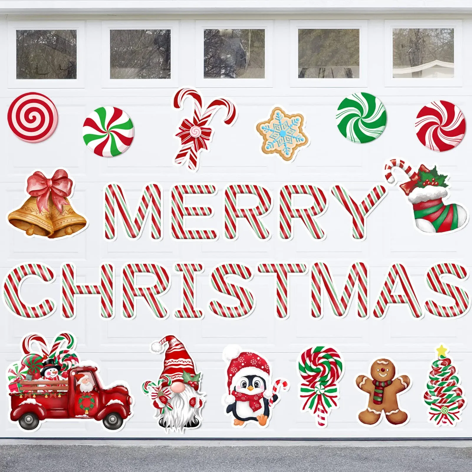 Christmas Garage Door Decoration Magnet Stickers, 28 Pcs Magnetic Merry Chris...