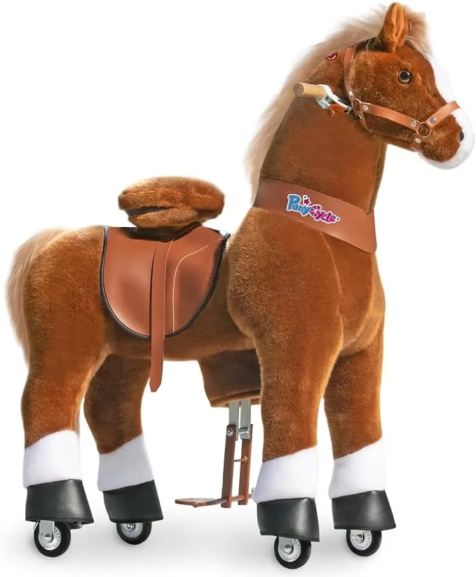 PonyCycle Ride on Horse Toy Plush Walking Animal Classic Model U Brown Horse Size 3 for Age 3-5 Ux324