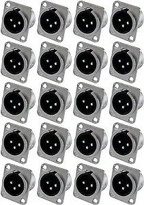 bnafes 8Pcs XLR Male Jack 3 Pin - Panel Mount Jacks D Series Size XLR-M Audio Speaker Microphone Connector