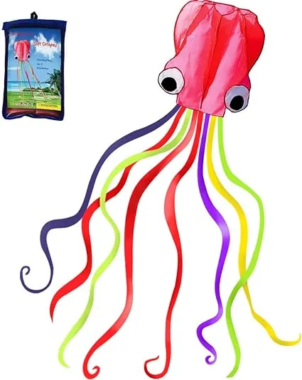 Classic Outdoor Play Activity Toy Easy to Fly Octopus Kite w/ Colorful Tentacles