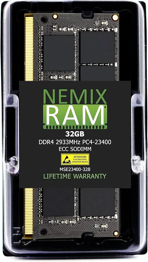 32GB DDR4-2933 PC4-23400 ECC SODIMM 2Rx8 Memory by NEMIX Ram