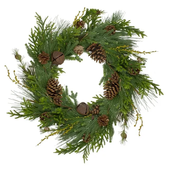 Northlight 30 in. Unlit Rustic Green and Brown Artificial Christmas Pinecones Wreath