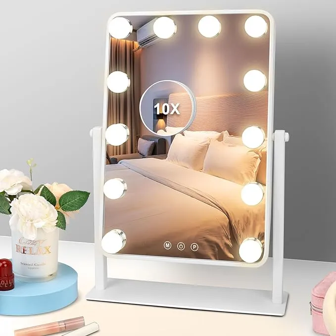 Vanity Mirror with Lights with Phone Holde, Hollywood Mirror Lighted Makeup ...