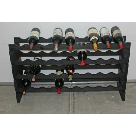 MAGNUM bottle Stackable Modular Wine Rack Storage Stand Wooden Holder Shelves WN50 (Black Finish)