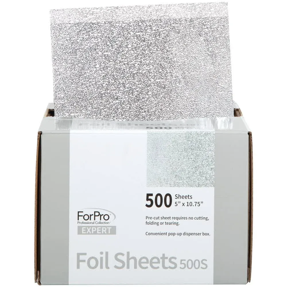 ForPro Professional Collection Expert Embossed Foil Sheets 500S, Aluminum Foil, Pop-Up Foil Dispenser, Hair Foils for Color Application and Highlighting Services, Food Safe, 5"W x 10.75"L, 500-Count