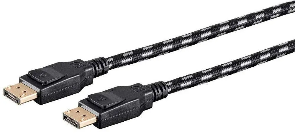 Monoprice Braided DisplayPort 1.4 Cable - 10 Feet - Gray, 8K, Up To 32.4Gbps