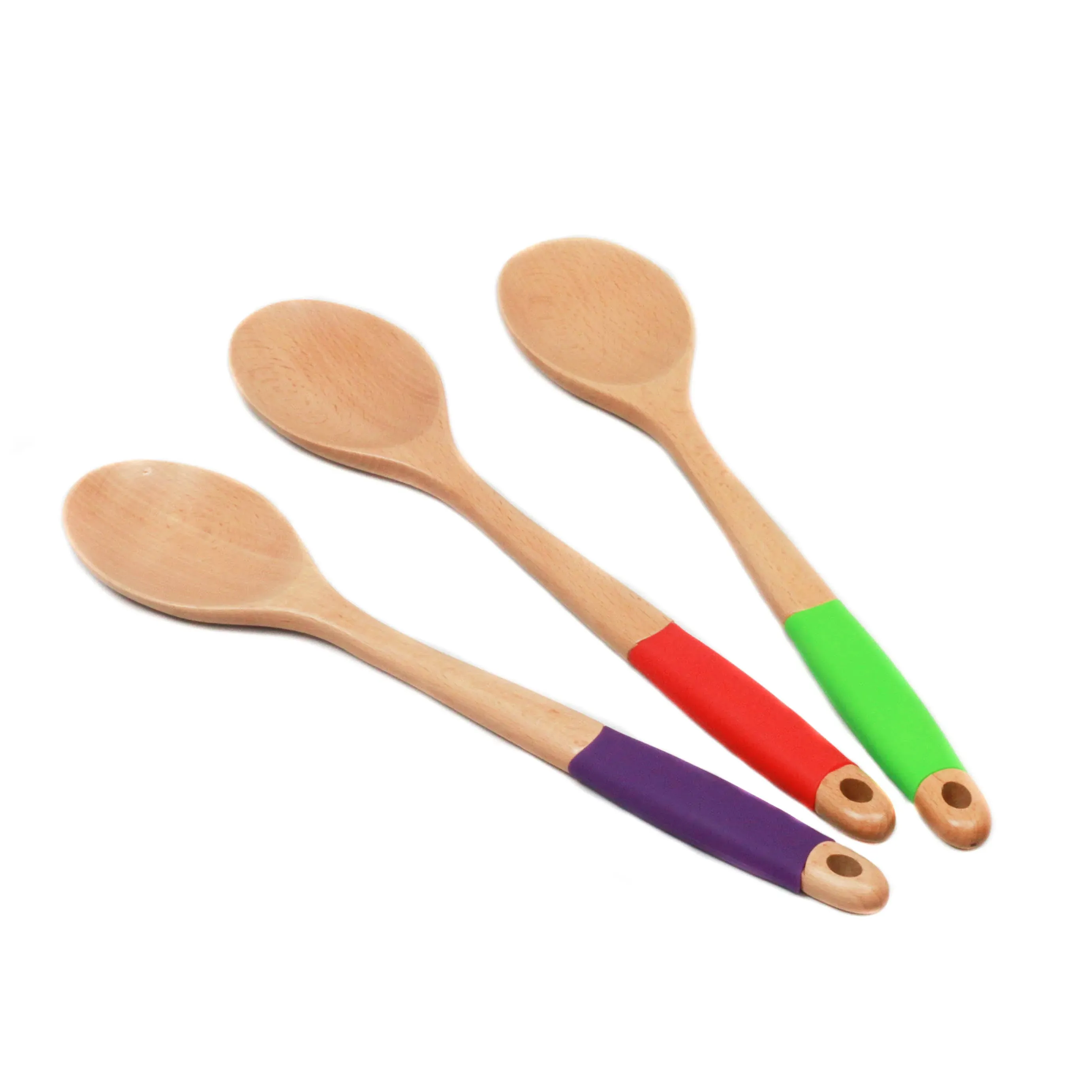 Chef Craft Premium Silicone Handle Wooden Spoon Set, 14 inch, Purple