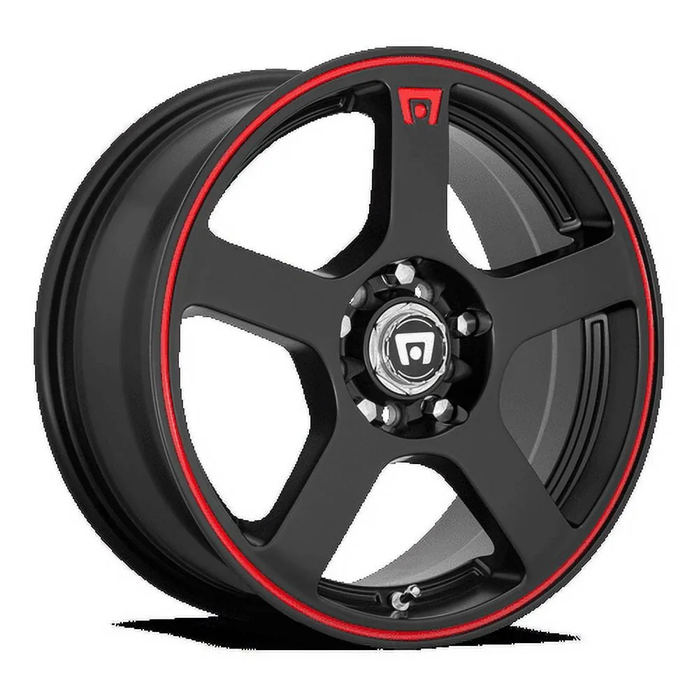 Motegi Aluminum Rim MR116 FS5 16X7in Matte Black Red Racing Stripe Finish, MR11667098740