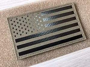 5x3 inch Large Infrared IR Coyote Brown US USA American Flag Patch Tactical Vest Patch Hook-Fastener Backing (5" Width x 3" Height) (Coyote Brown)