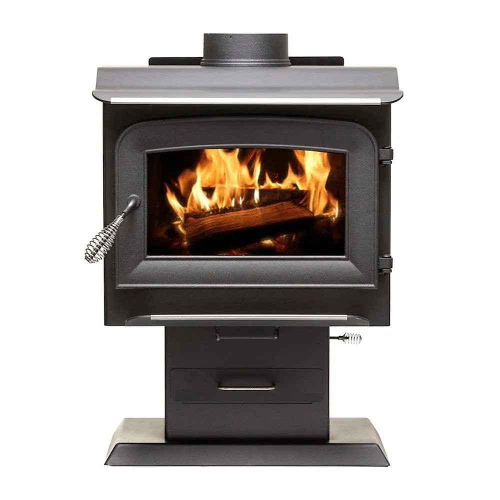 Ashley Hearth AW1120E-P 1,200 Sq. Ft. EPA Certified Pedestal Wood Burning Stove, Black