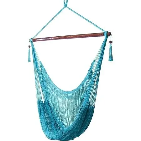 Sunnydaze Outdoor Extra Large Caribbean Polyester Rope Hammock Chair