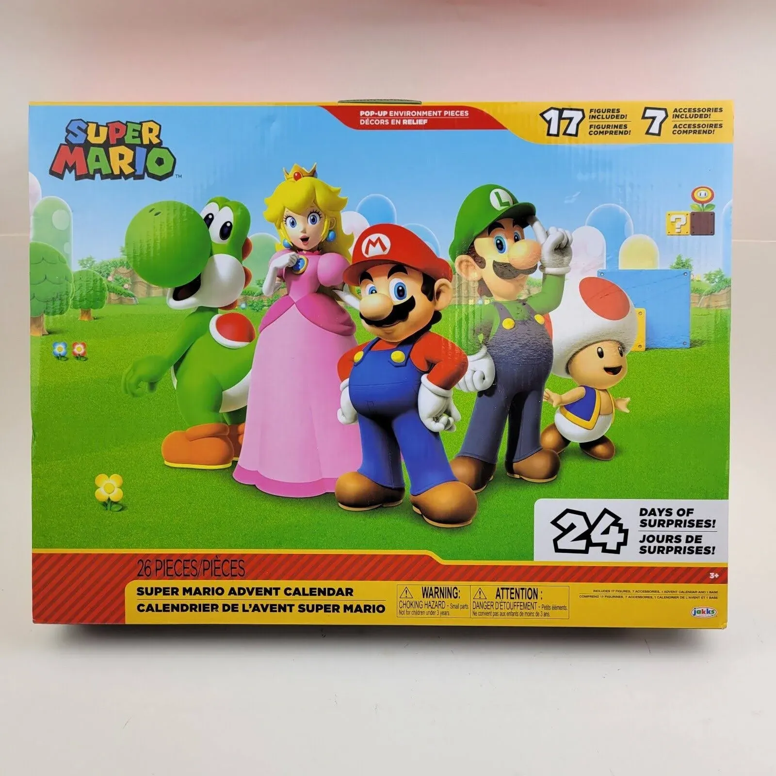 Super Mario Nintendo Advent Calendar Christmas Holiday Calendar with 17 Articulated 2.5” Action Figures & 7 Accessories, 24 Day Surprise Countdown with Pop-Up Environment [Amazon Exclusive]