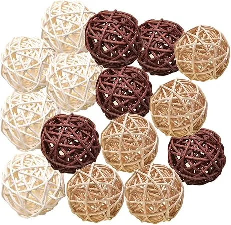 Natural Decorative Wicker Rattan Balls- Vase Filler, House Ornament, Christmas Tree Garden Wedding Party Coffee Table Decoration,Craft DIY, Parrot, Bird Toys Balls.