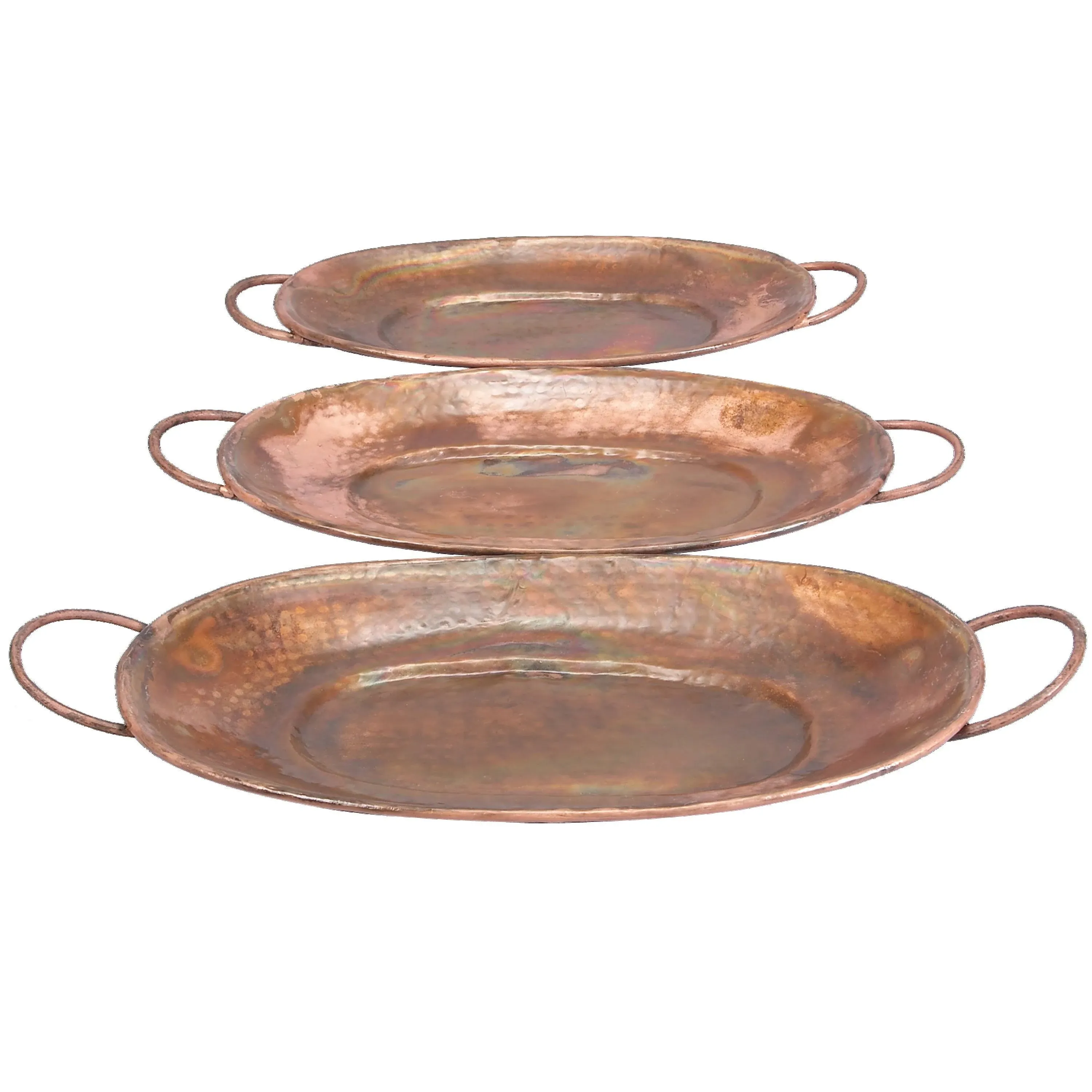 Metal Copper Serving Tray (Set of 3)