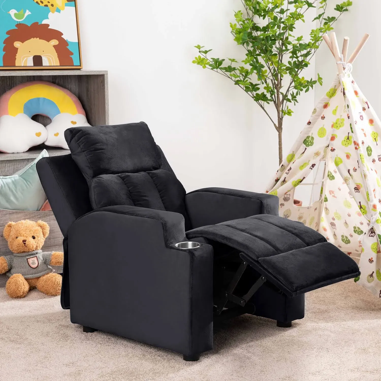 Naomi Home Sally Deluxe Kids Recliner-Color:Black