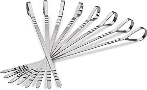 Napoleon Accessory 70015 - Eight Stainless Steel Multifunctional Skewers - Premium BBQ Grill Accessory, Stainless Steel, Elegant Shape, Extra Large Reusable Skewers