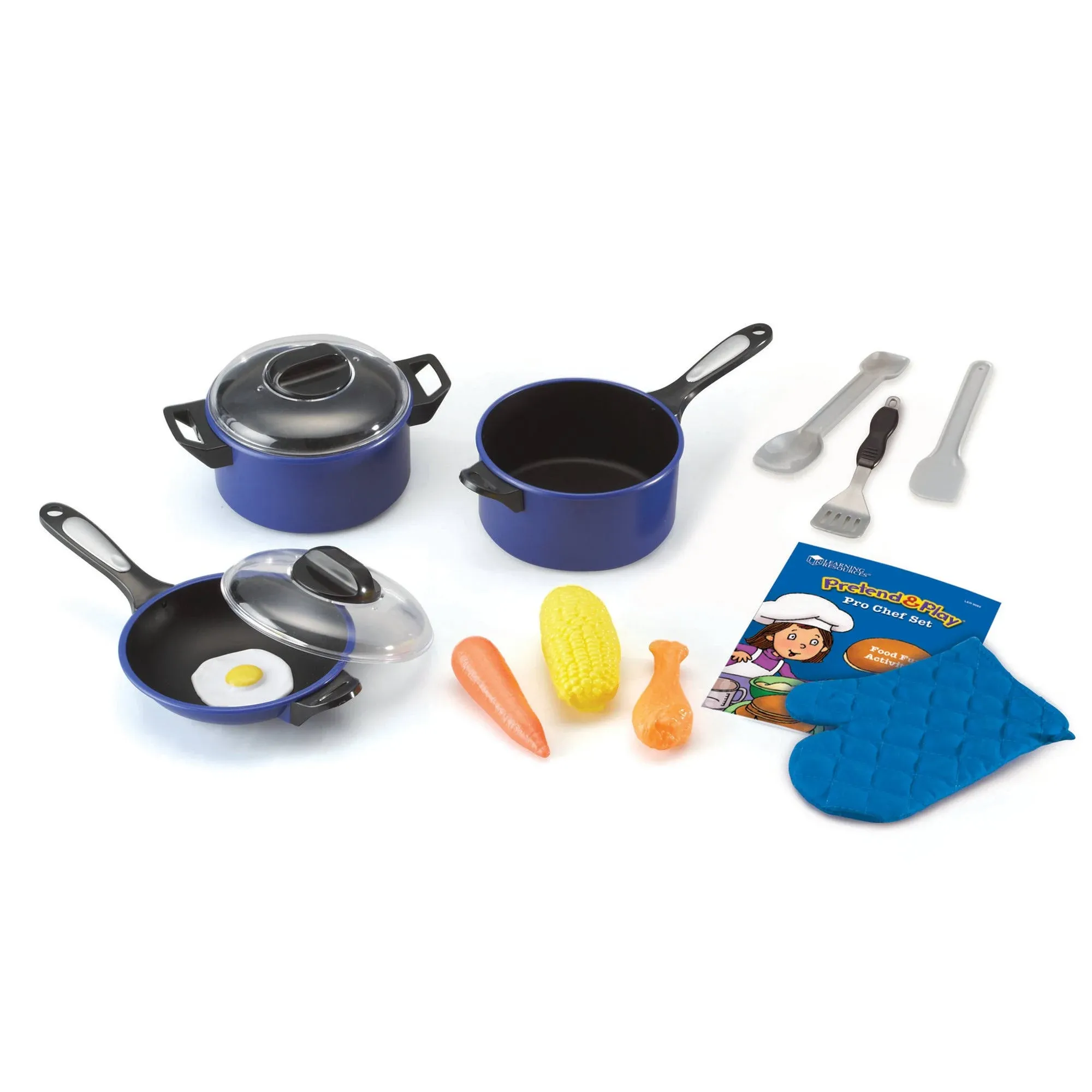 Learning Resources Pretend & Play Pro Chef Set, Kitchen Toys for Kids, Pretend Kitchen, Pots and Pans for Kids, 13 Pieces, Ages 3+