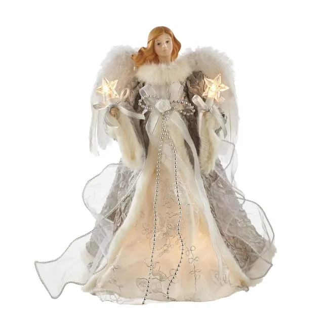 Kurt S. Adler 14-in Angel Silver and Gray Clear Christmas Tree Topper