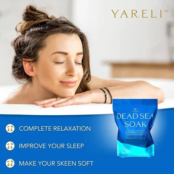 Yareli Dead Sea Bath & Foot Soak, Magnesium Bath Salt Flakes, 5lb